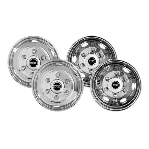 45-1608 – PACIFIC DUAL Wheel Simulator, Fits 16 Inch - 6 Lug, 6 Vent Holes Wheel Polished Stainless Steel Bolt-On Doe...